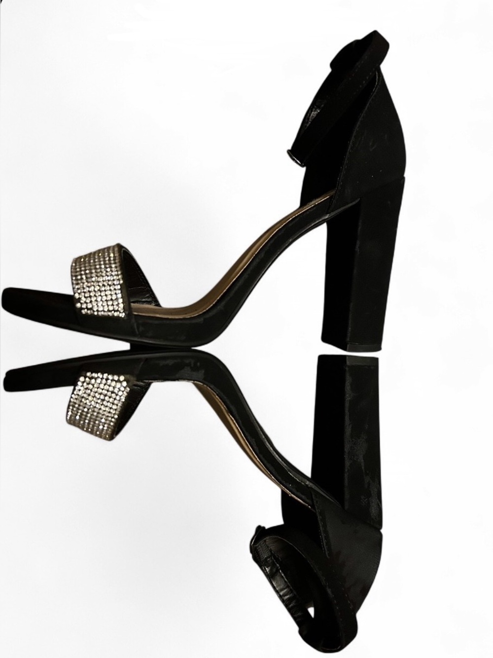Black Heels with Silver Rhinestone Straps
